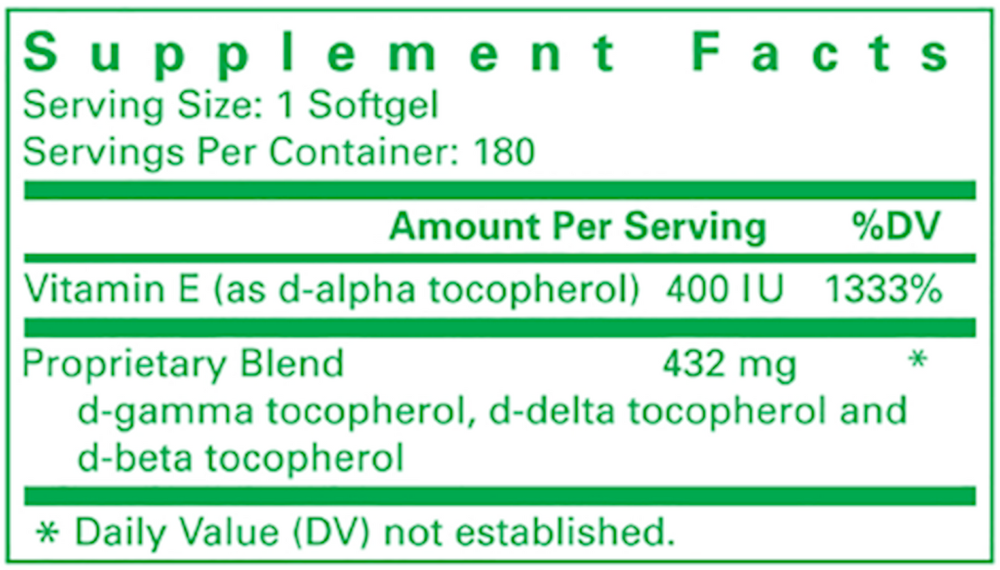 Unique E Mixed Tocopherols 180 Softgels