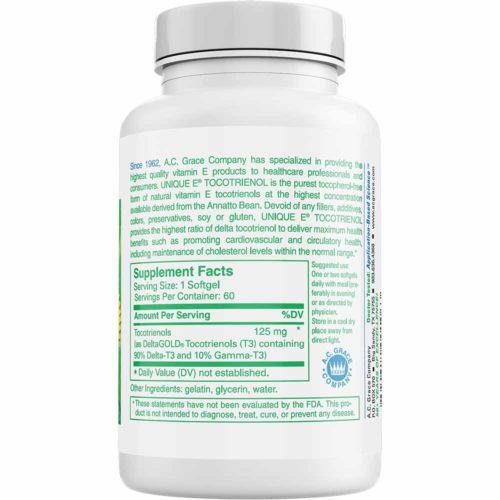 UNIQUE E® Tocotrienols – Tocopherol FREE – 60 Softgels