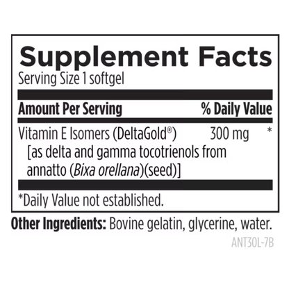 Tocotrienols (Annatto E™) 300 mg 30 Softgels (30 Day Supply)
