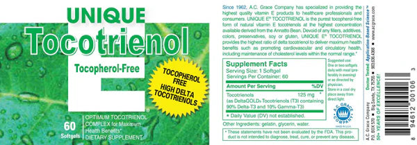 UNIQUE E® Tocotrienols – Tocopherol FREE – 60 Softgels