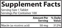 Niacin 50 mg 100 Tablets