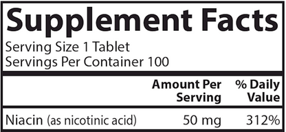 Niacin 50 mg 100 Tablets