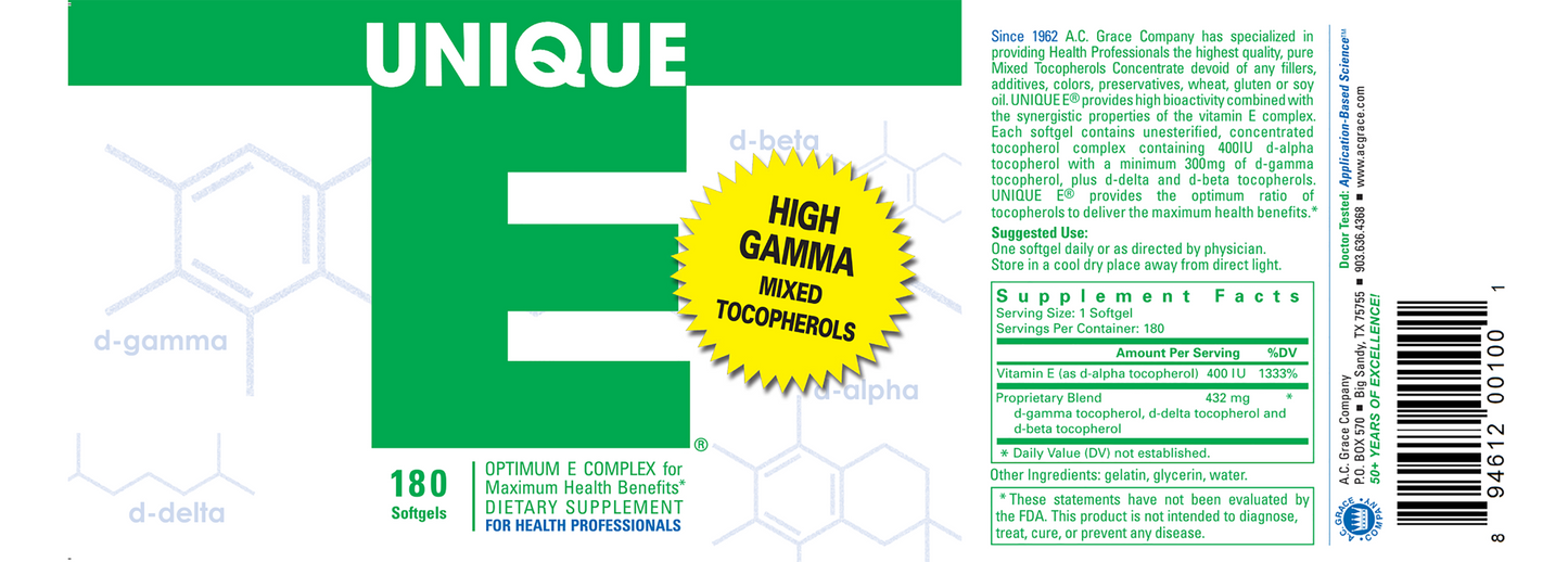 Unique E Mixed Tocopherols 180 Softgels