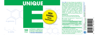 Unique E Mixed Tocopherols 180 Softgels