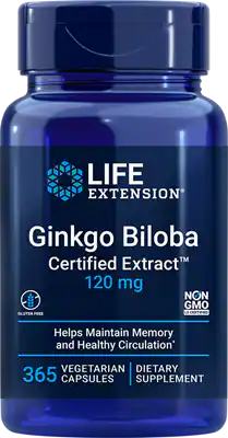 Ginkgo Biloba Certified Extract 120 mg 365 vegetarian capsules