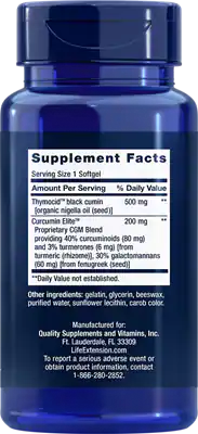 Black Cumin Seed Oil and Curcumin Elite 60 softgels