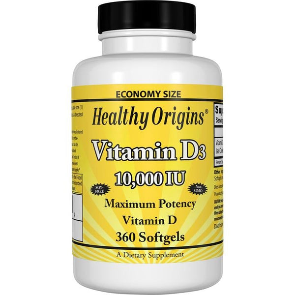 Vitamin D-3 10,000 IU (Lanolin) 360 Softgels